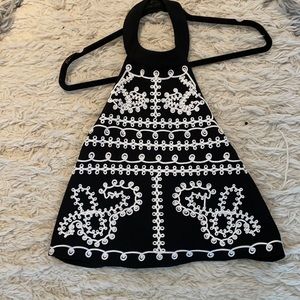 Black and white open back halter